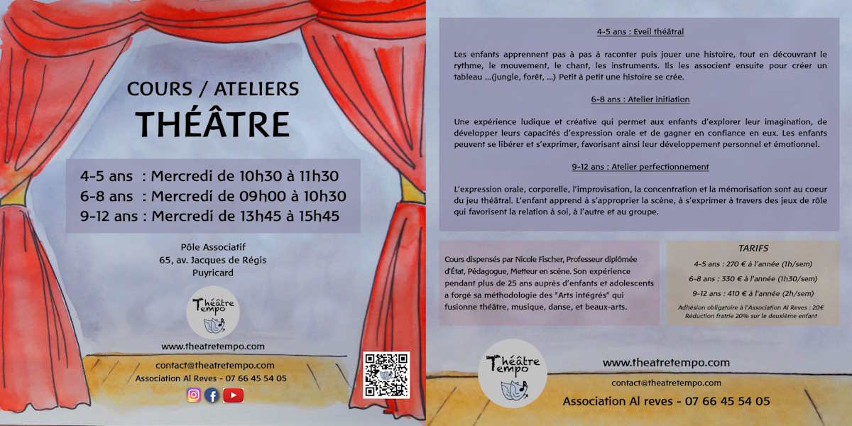 Flyer Cours et Ateliers Théâtre à Puyricard